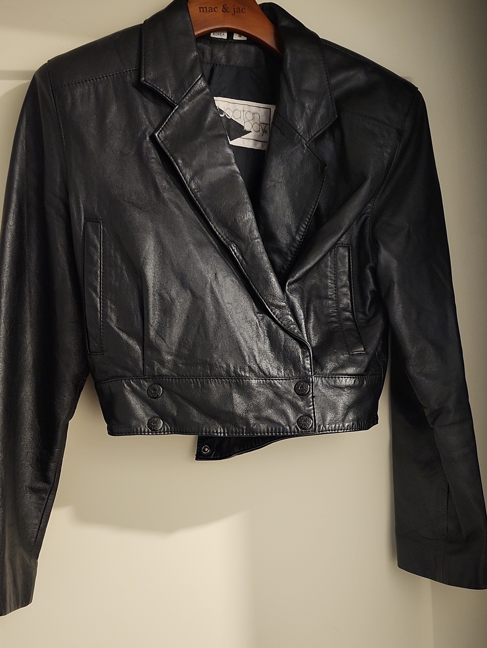 Yucatan Bay VintageBlack Leather Cropped Jacket -